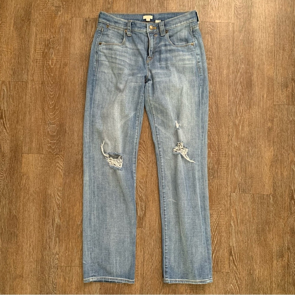 J. Crew Light Blue Straight Leg Distressed Jeans Size 26
